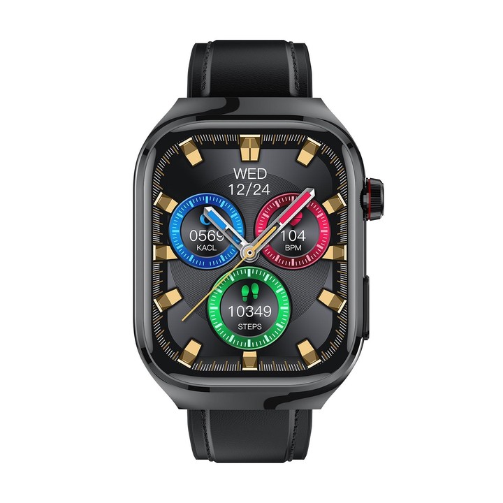 TK16 2.04 inch LCD Screen Leather Strap Smart Watch Supports Health Monitoring(Black)