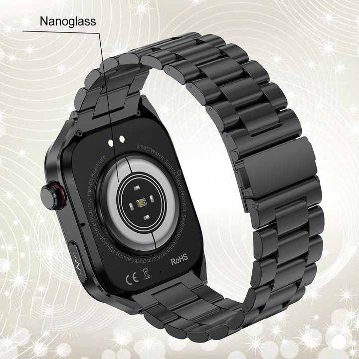 TK16 2.04 inch LCD Screen Leather Strap Smart Watch Supports Health Monitoring(Black)