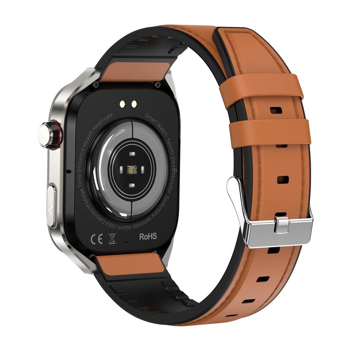 TK16 2.04 inch LCD Screen Leather Strap Smart Watch Supports Health Monitoring(Brown)