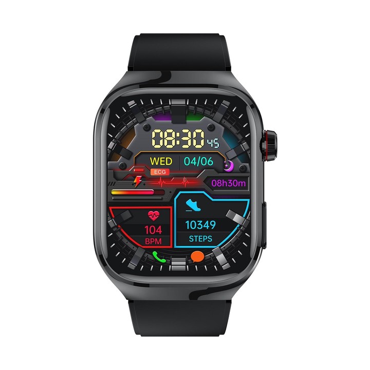 TK16 2.04 inch LCD Screen Silicone Strap Smart Watch Supports Health Monitoring(Black)