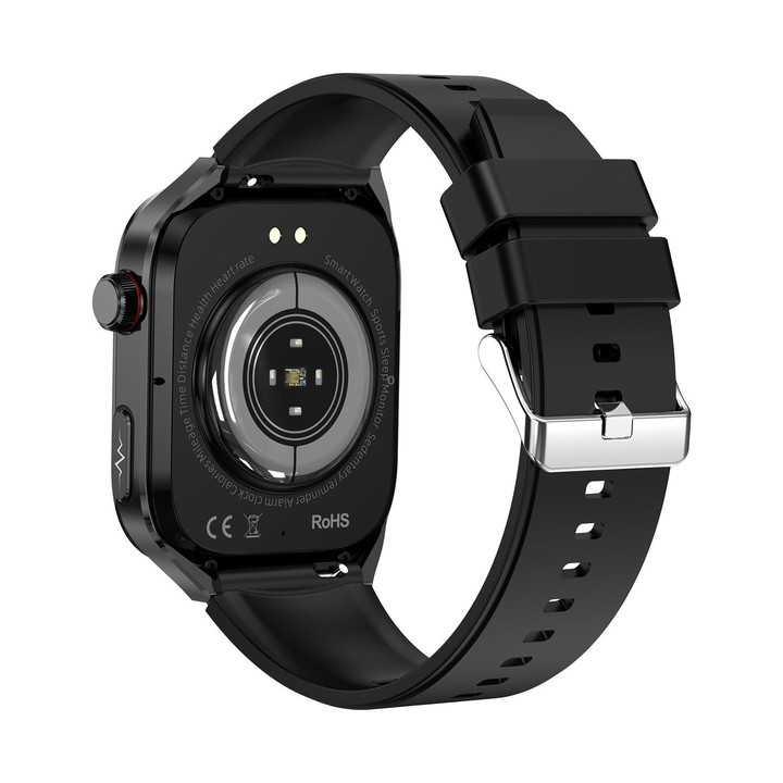 TK16 2.04 inch LCD Screen Silicone Strap Smart Watch Supports Health Monitoring(Black)