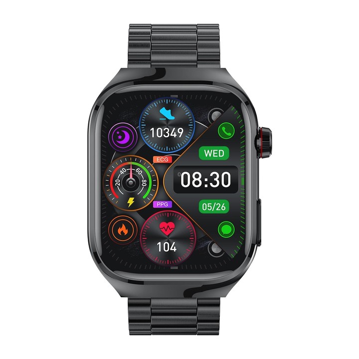 TK16 2.04 inch LCD Screen Steel Strap Smart Watch Supports Health Monitoring(Black)