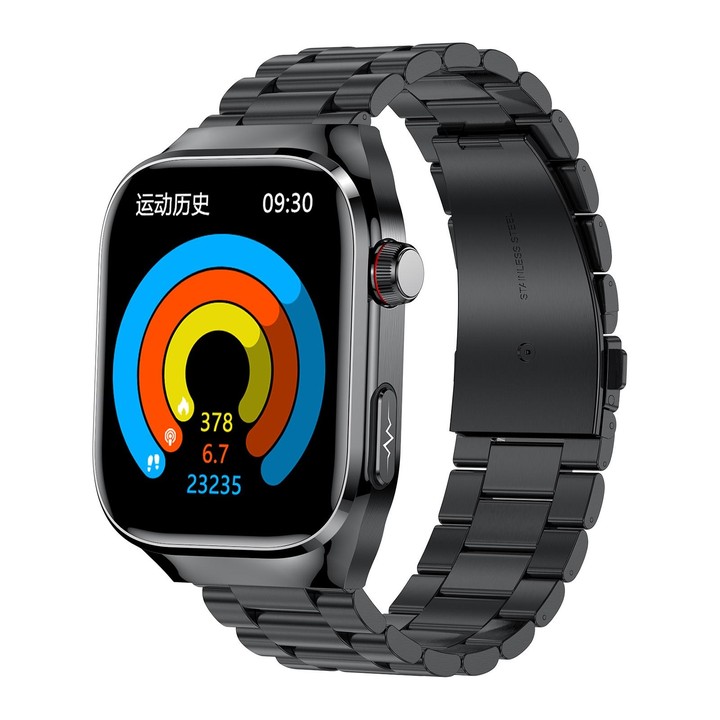 TK16 2.04 inch LCD Screen Steel Strap Smart Watch Supports Health Monitoring(Black)