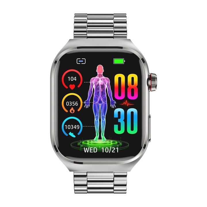 TK16 2.04 inch LCD Screen Steel Strap Smart Watch Supports Health Monitoring(Silver)