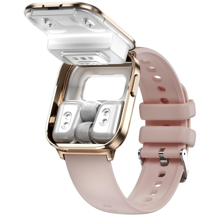 X9 1.85 inch Square Screen 2 in 1 Bluetooth Earphone Smart Watch(Gold Pink)