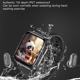 X9 1.85 inch Square Screen 2 in 1 Bluetooth Earphone Smart Watch(Gold Pink)