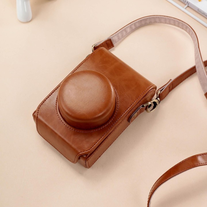 For FUJIFILM X100VI Full Body Leather Camera Case Bag with Strap(Brown)