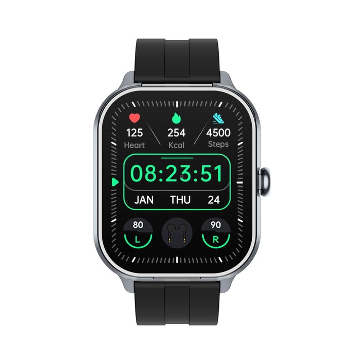D8 Pro 2.01 inch 2 in 1 Bluetooth Earphone Silicone Strap Smart Watch, Support NFC with Cover(Space Grey)