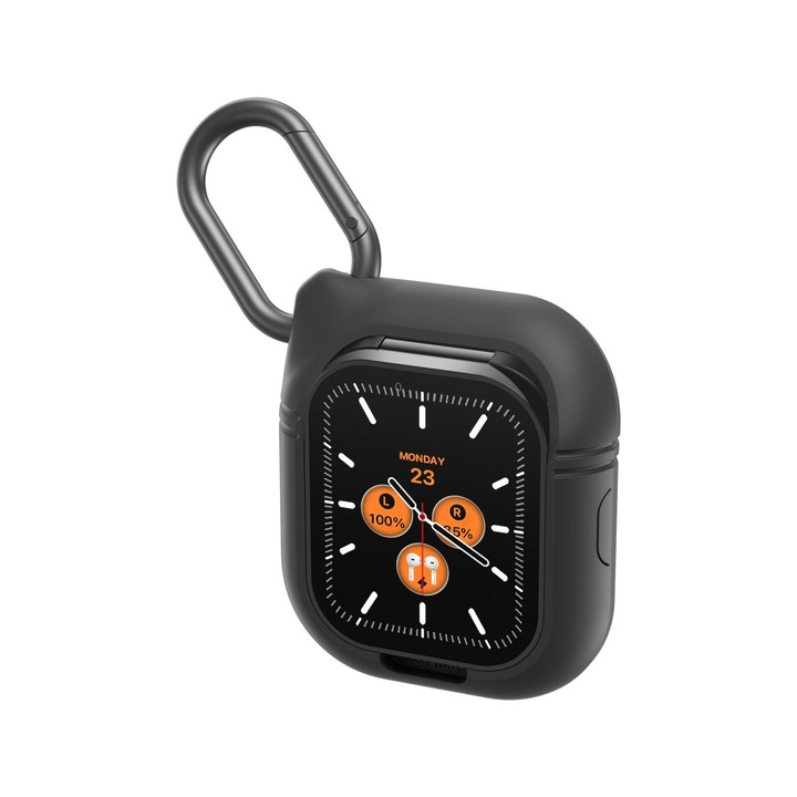 D8 Pro 2.01 inch 2 in 1 Bluetooth Earphone Steel Strap Smart Watch, Support NFC with Cover(Black)