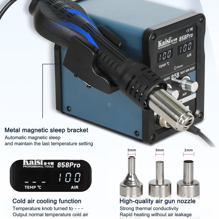 Kaisi 858Pro Smart Sleep Lead-free Digital Display Hot Air Gun Desoldering Station, Plug:US Plug