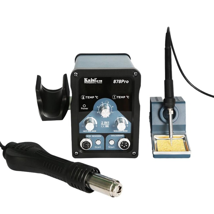 Kaisi 878Pro 2 in 1 Smart Sleep Lead-free Digital Display Hot Air Gun Soldering Iron Station, Plug:US Plug