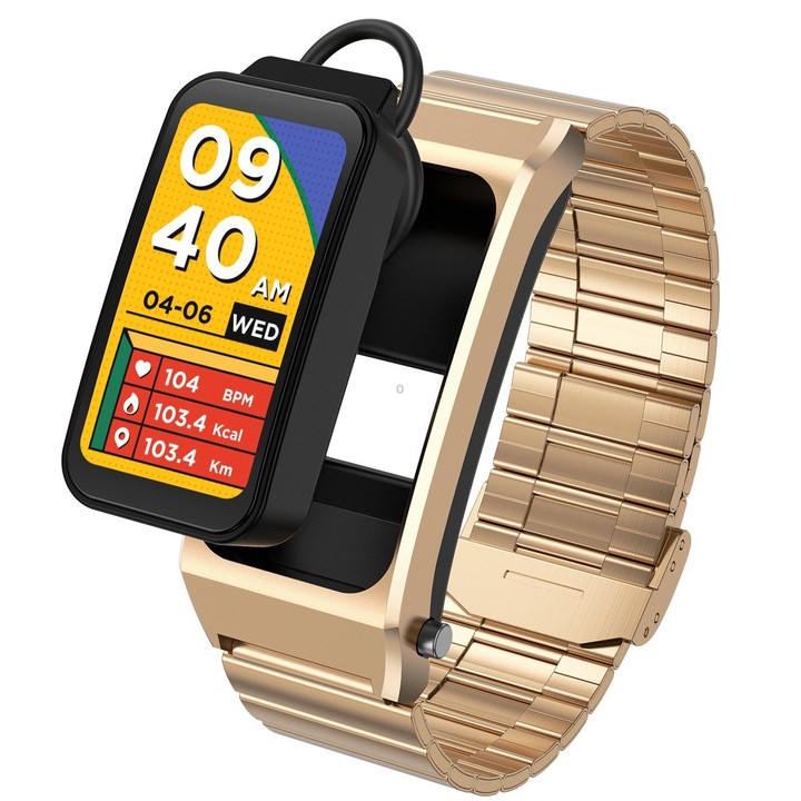 B7 Pro 1.5 inch 2 in 1 Bluetooth Earphone Silicone Strap Smart Watch, Support Heart Rate / Sleep Monitoring(Gold)