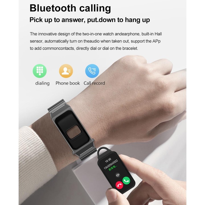 B7 Pro 1.5 inch 2 in 1 Bluetooth Earphone Silicone Strap Smart Watch, Support Heart Rate / Sleep Monitoring(Gold)