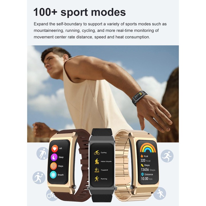 B7 Pro 1.5 inch 2 in 1 Bluetooth Earphone Silicone Strap Smart Watch, Support Heart Rate / Sleep Monitoring(Gold)