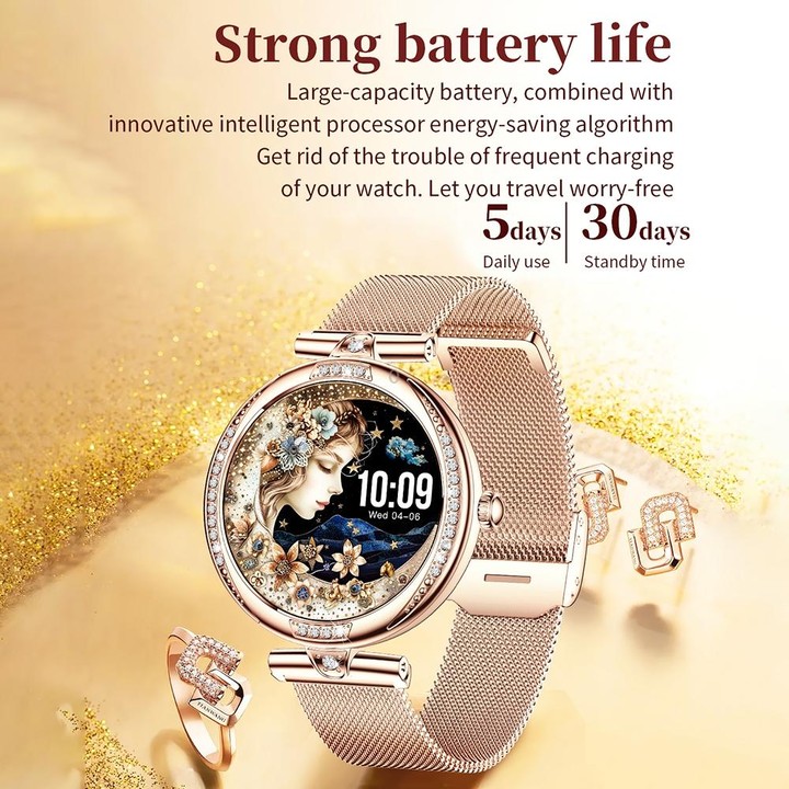 NX17 Pro 1.19 inch AMOLED Screen Steel Strap Smart Watch, Support Health Monitoring / Bluetooth Call(Gold)