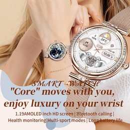 NX17 Pro 1.19 inch AMOLED Screen Steel Strap Smart Watch, Support Health Monitoring / Bluetooth Call(Gold)