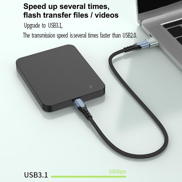 120W 10Gbps USB3.1 Male to USB-C / Type-C Female OTG Mini Adapter(Black)