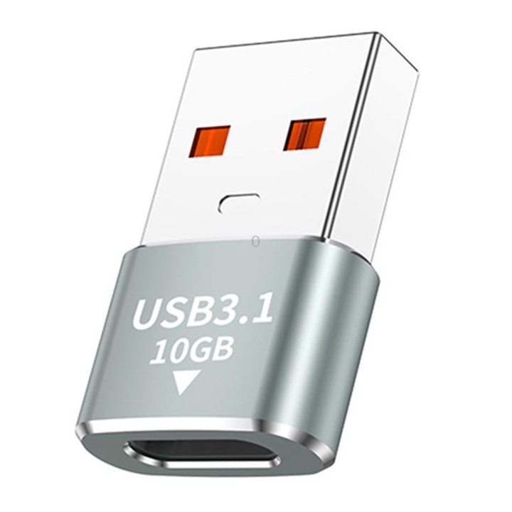 120W 10Gbps USB3.1 Male to USB-C / Type-C Female OTG Mini Adapter(Grey)