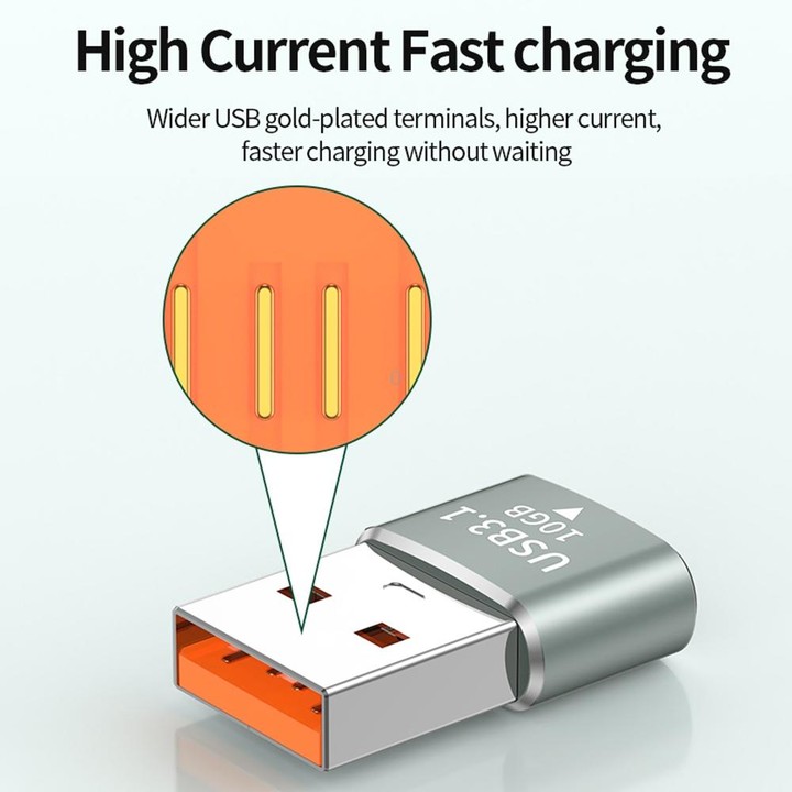 120W 10Gbps USB3.1 Male to USB-C / Type-C Female OTG Mini Adapter(Grey)