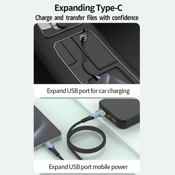 120W 10Gbps USB3.1 Male to USB-C / Type-C Female OTG Mini Adapter(Silver)