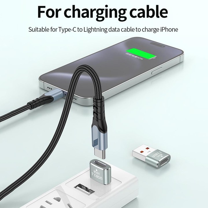 120W 10Gbps USB3.1 Male to USB-C / Type-C Female OTG Mini Adapter(Silver)