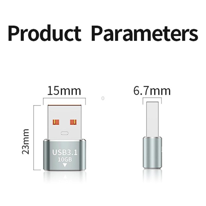 120W 10Gbps USB3.1 Male to USB-C / Type-C Female OTG Mini Adapter(Silver)