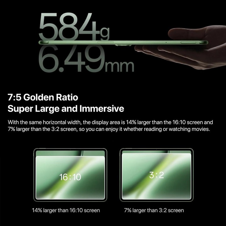 OnePlus Pad Pro 12.1 inch Tablet PC, 12GB+256GB, ColorOS 14.1 Qualcomm Snapdragon 8 Gen3 Octa Core(Green)
