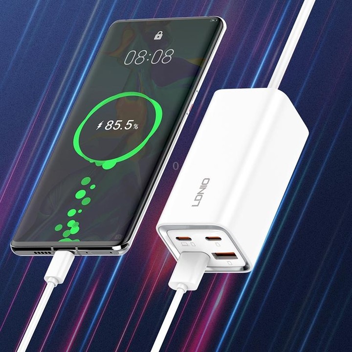 LDNIO A4610C PD65W Dual USB-C / Type-C + Dual USB Fast Charger, Cable Length: 1.5m, Plug Type:UK Plug(White)