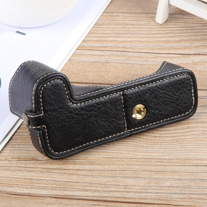 For Canon EOS 200D II / 200D Buffalo Texture PU Leather Camera Half Case Base(Black)