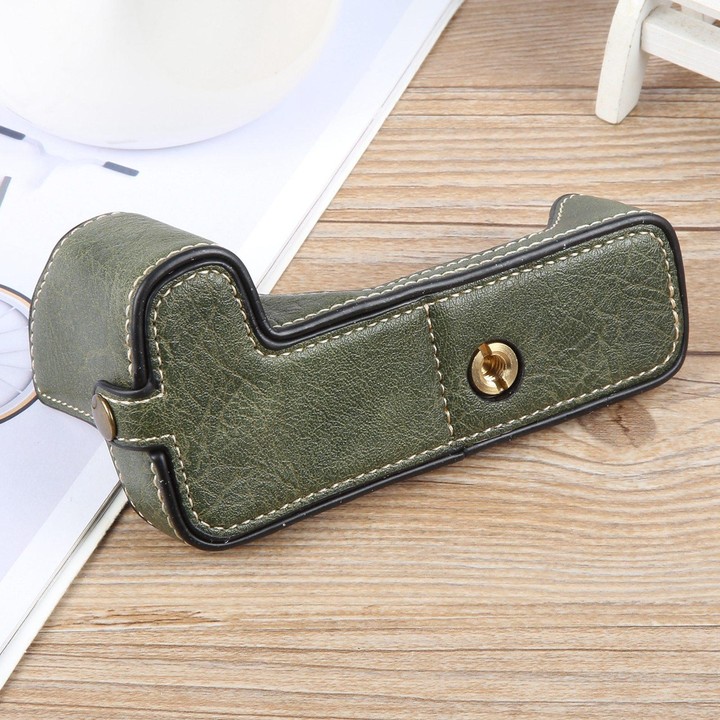 For Canon EOS 200D II / 200D Buffalo Texture PU Leather Camera Half Case Base(Green)