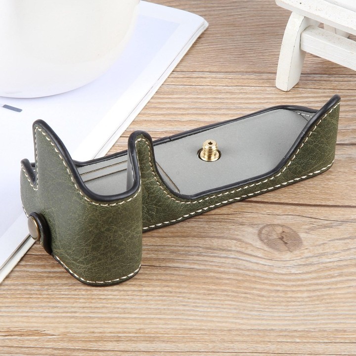 For Canon EOS 200D II / 200D Buffalo Texture PU Leather Camera Half Case Base(Green)