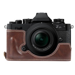 For Nikon ZFC Glossy PU Leather Camera Half Case Base(Coffee)