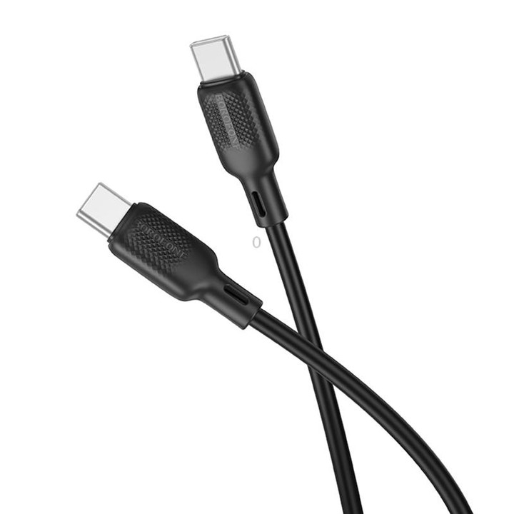 BOROFONE BX113 60W USB-C / Type-C to Type-C Silicone Charging Data Cable, Length:1m(Black)