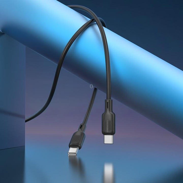 BOROFONE BX113 60W USB-C / Type-C to Type-C Silicone Charging Data Cable, Length:1m(Black)