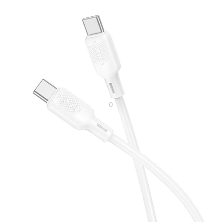 BOROFONE BX113 60W USB-C / Type-C to Type-C Silicone Charging Data Cable, Length:1m(White)