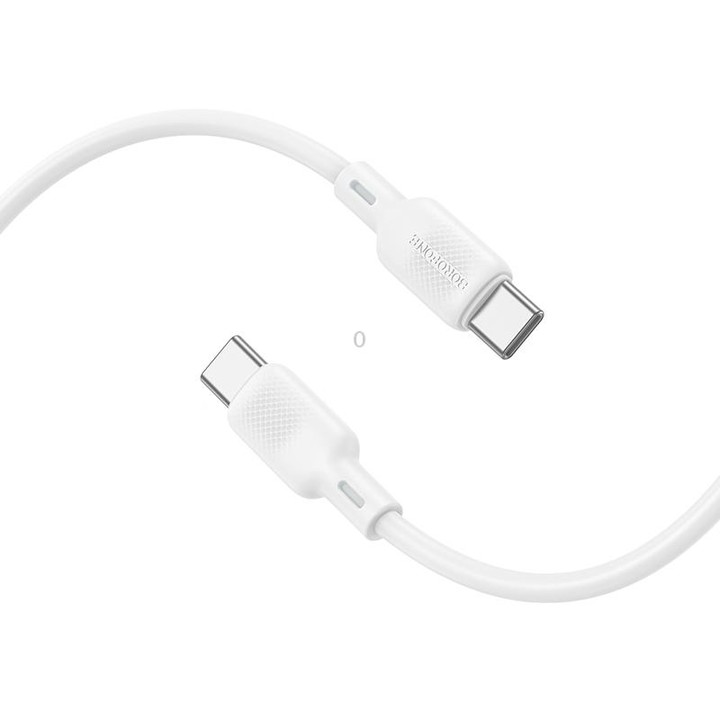 BOROFONE BX113 60W USB-C / Type-C to Type-C Silicone Charging Data Cable, Length:1m(White)