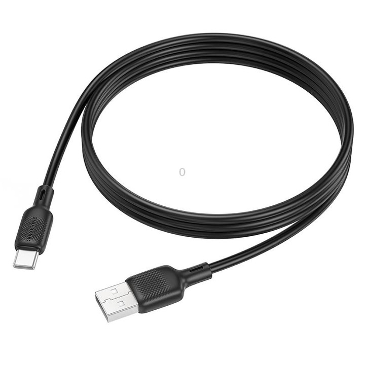 BOROFONE BX113 3A USB to USB-C / Type-C Silicone Charging Data Cable, Length:1m(Black)