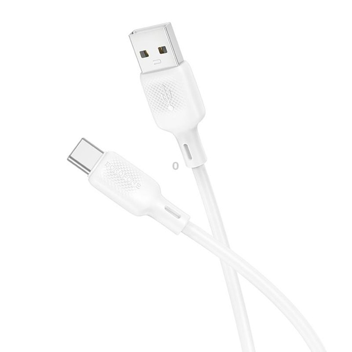 BOROFONE BX113 3A USB to USB-C / Type-C Silicone Charging Data Cable, Length:1m(White)
