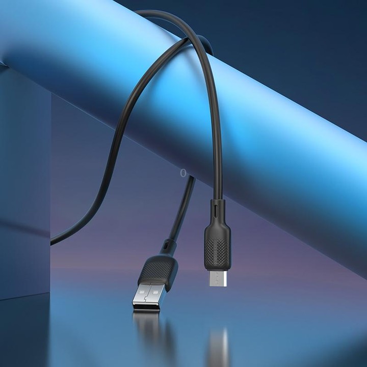 BOROFONE BX113 2.4A USB to Micro USB Silicone Charging Data Cable, Length:3m(Black)