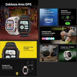 Zeblaze Ares GPS Rugged GPS Smart Watch, Support Heart Rate / Pulse Ox Blood Oxygen(Lava Black)