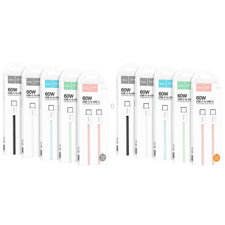 hoco X104 USB-C / Type-C to USB-C / Type-C Source 60W Charging Data Cable, Length:1m(White)