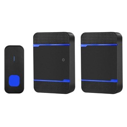 N15K-1T2-B 110dB IP55 Waterproof Wireless Doorbell, Receiver x 2 and Transmitter x 1, US Plug(Black)