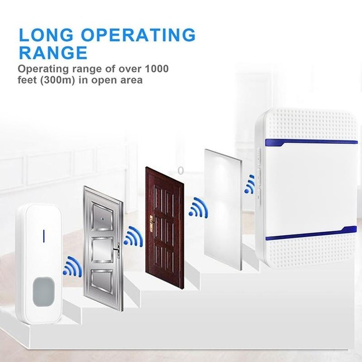 N15K-2T1-B 110dB IP55 Waterproof Wireless Doorbell, Receiver x 1 and Transmitter x 2, US Plug(Black)