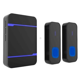 N15K-2T1-B 110dB IP55 Waterproof Wireless Doorbell, Receiver x 1 and Transmitter x 2, US Plug(Black)