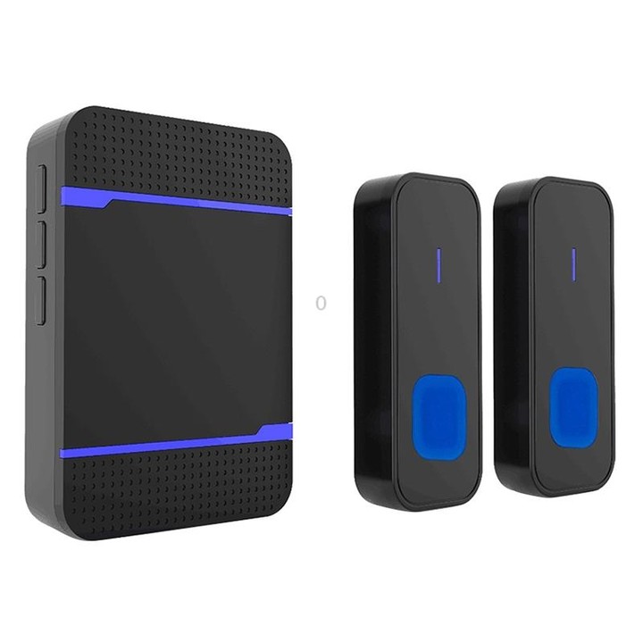 N15K-2T1-B 110dB IP55 Waterproof Wireless Doorbell, Receiver x 1 and Transmitter x 2, US Plug(Black)