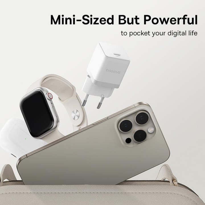 Baseus 1C 20W Type-C Palm Fast Charger, Plug:EU Plug(White)