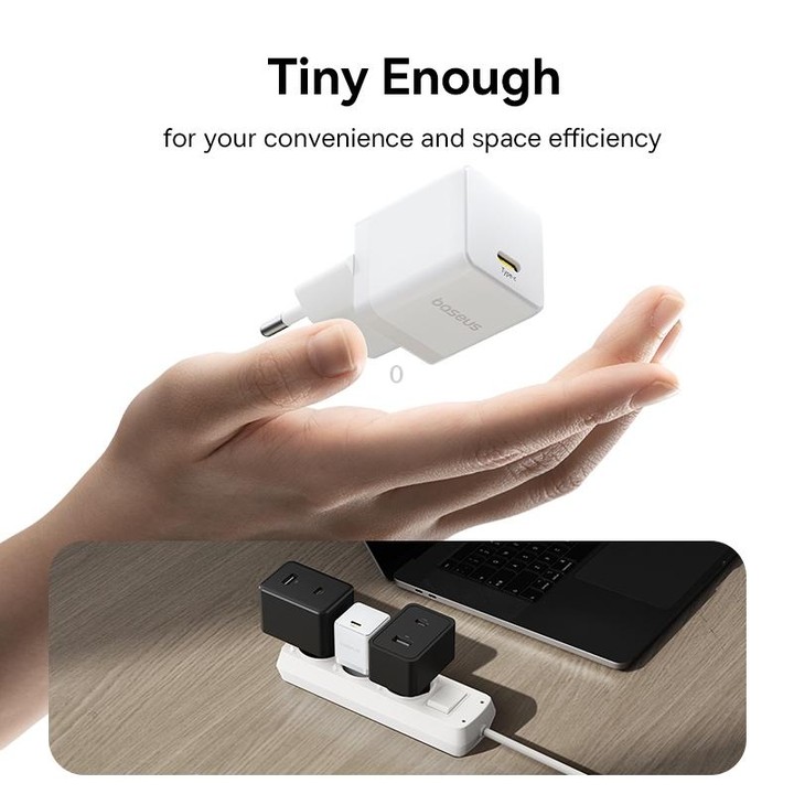 Baseus 1C 20W Type-C Palm Fast Charger, Plug:EU Plug(White)