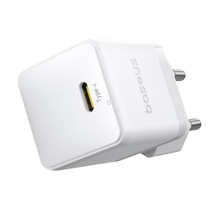 Baseus 1C 20W Type-C Palm Fast Charger, Plug:EU Plug(White)