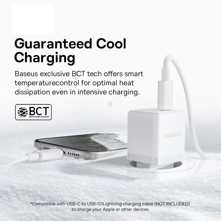 Baseus 1C 20W Type-C Palm Fast Charger, Plug:EU Plug(White)