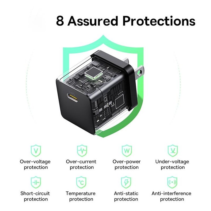 Baseus 1C 20W Type-C Palm Fast Charger, Plug:US Plug(Black)